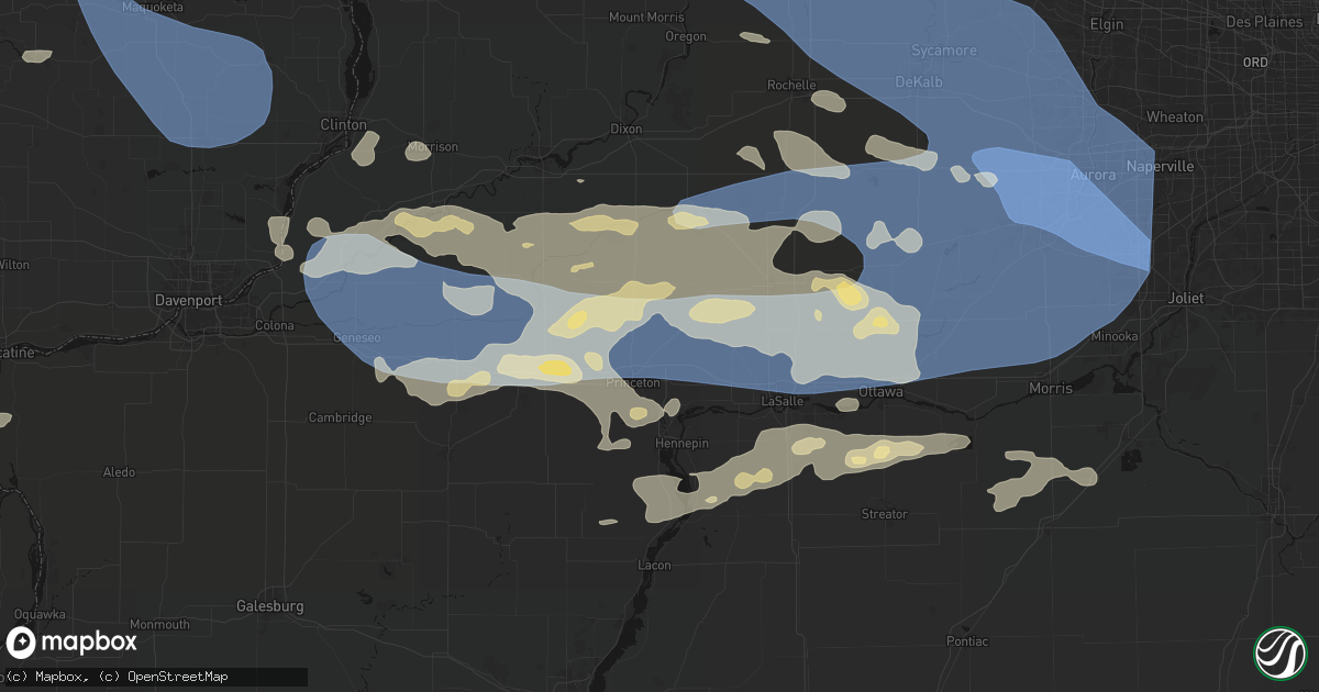 Hail map in Dover, IL on August 11, 2026