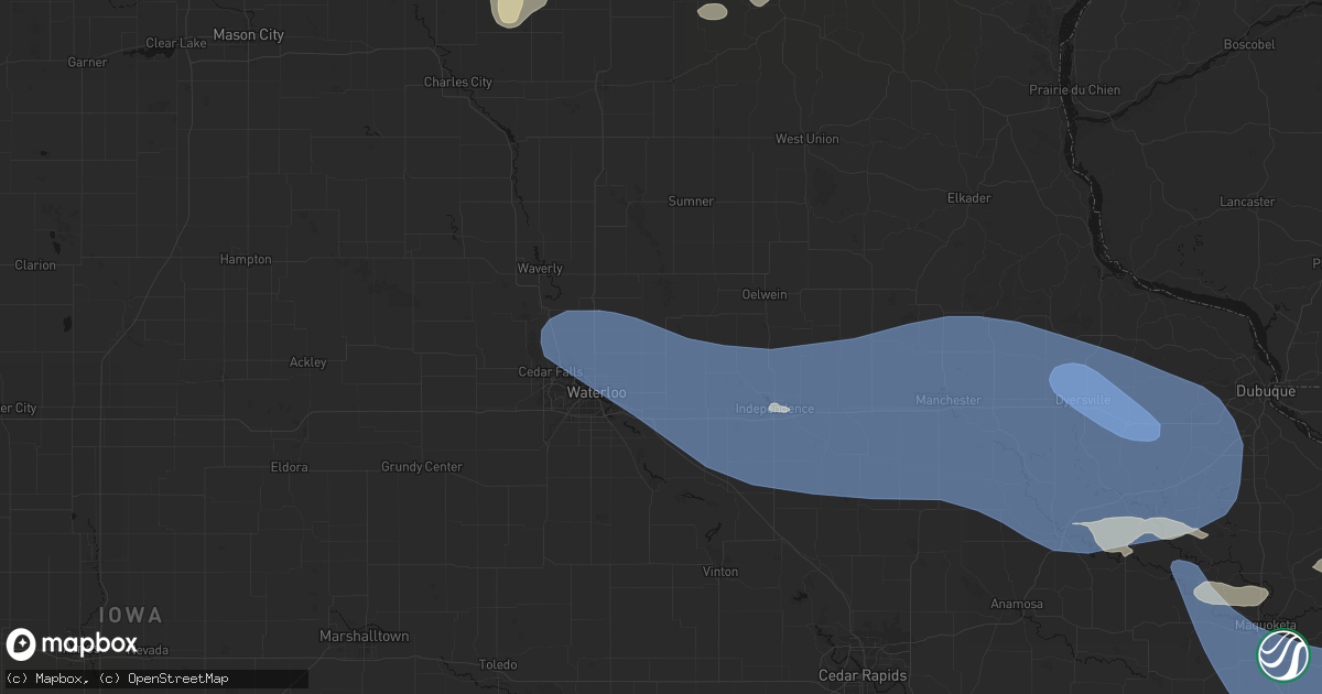 Hail map in Dunkerton, IA on August 11, 2026
