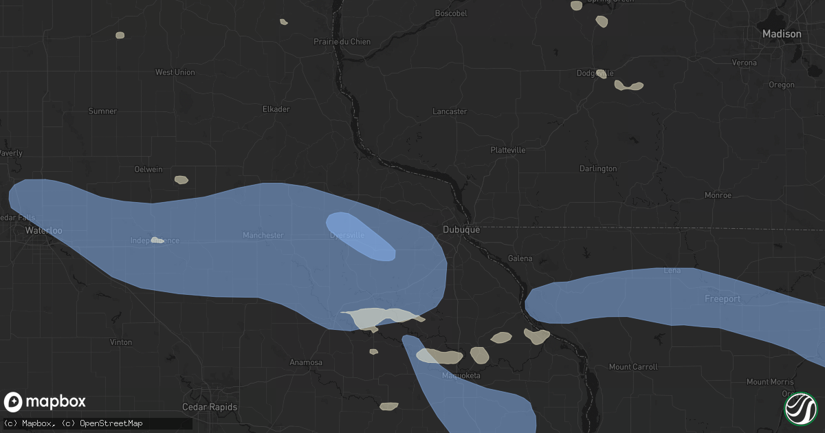 Hail map in Durango, IA on August 11, 2026