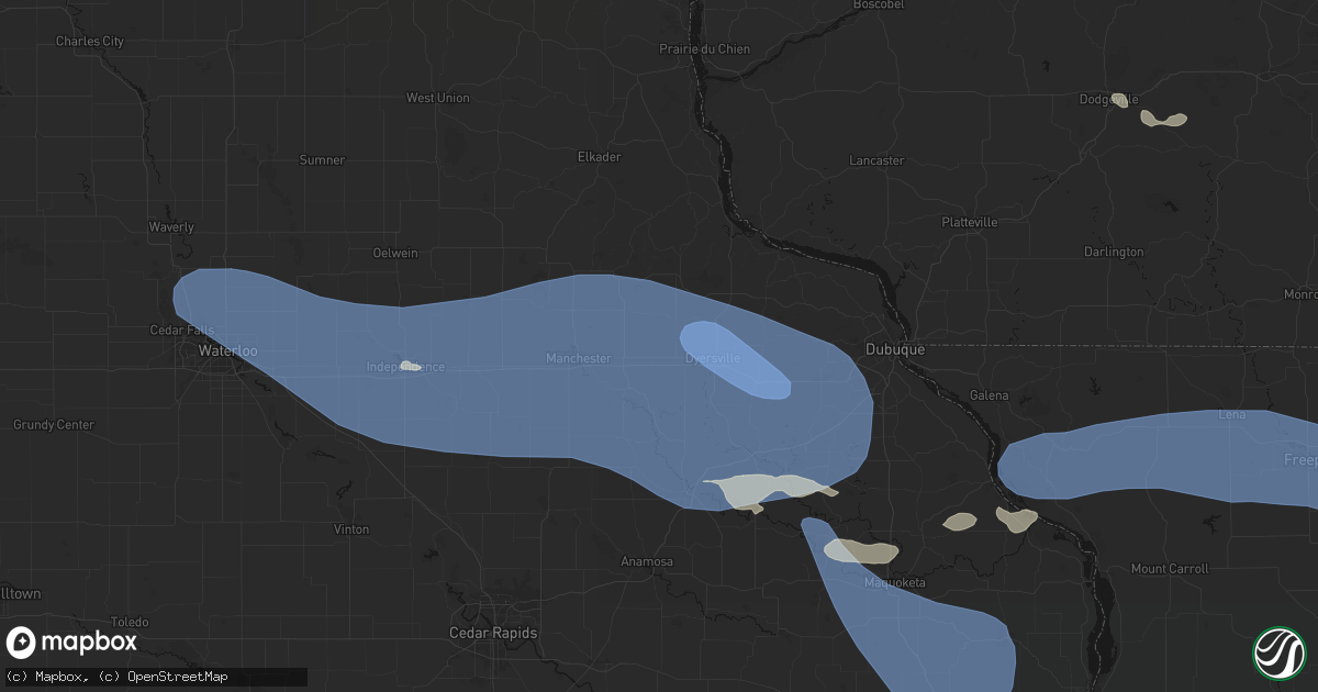 Hail map in Earlville, IA on August 11, 2026