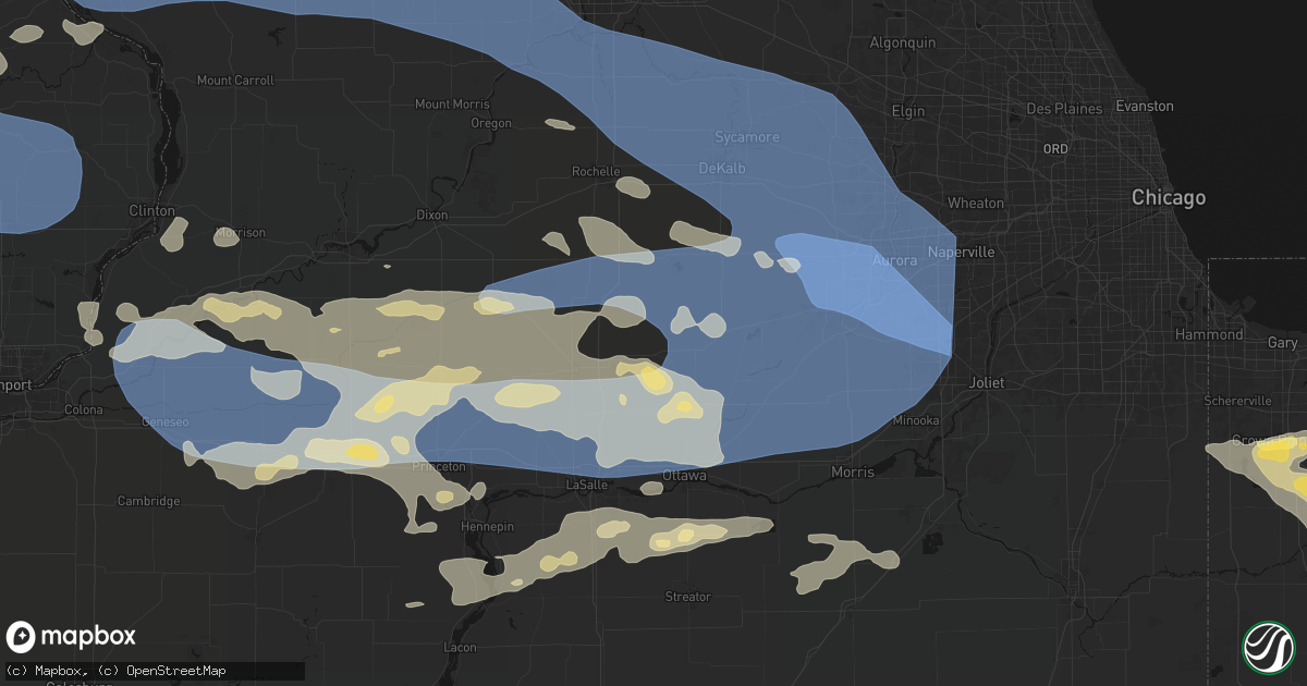 Hail map in Earlville, IL on August 11, 2026