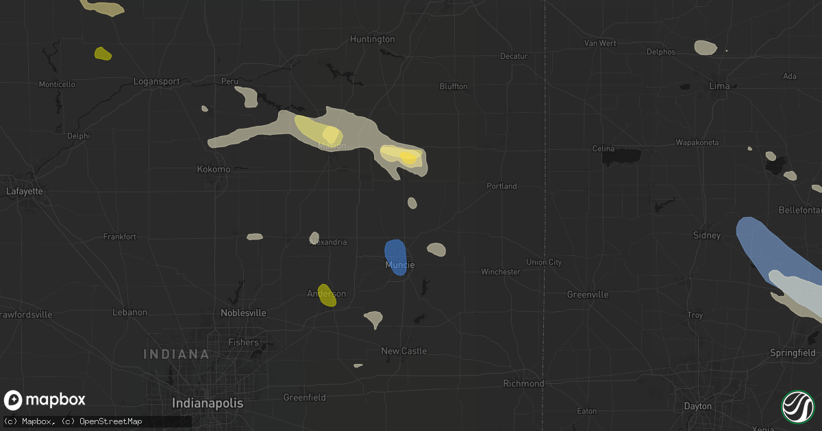 Hail map in Eaton, IN on August 11, 2026