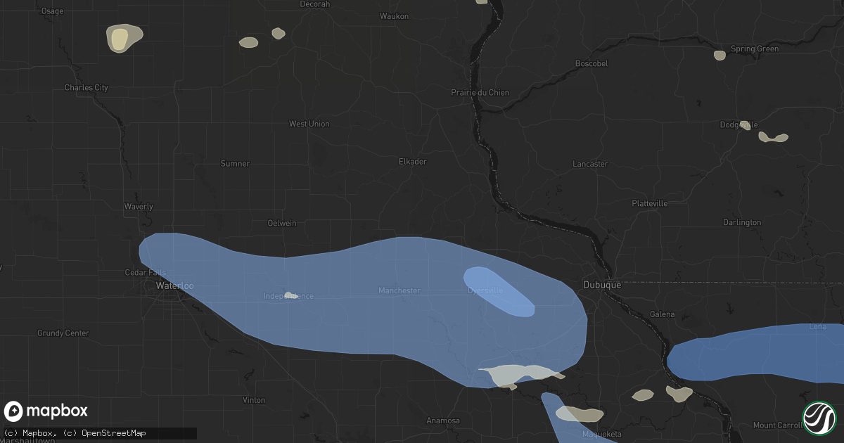 Hail map in Edgewood, IA on August 11, 2026