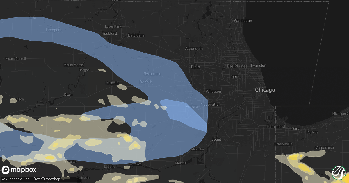 Hail map in Elburn, IL on August 11, 2026