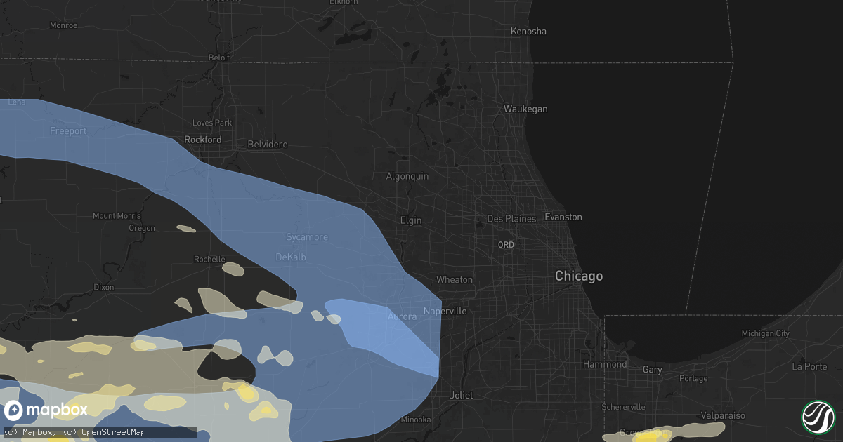 Hail map in Elgin, IL on August 11, 2026