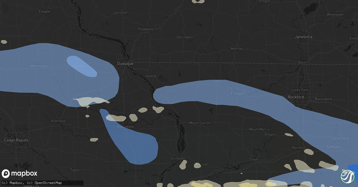 Hail map in Elizabeth, IL on August 11, 2026