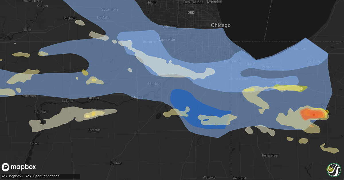 Hail map in Elwood, IL on August 11, 2026