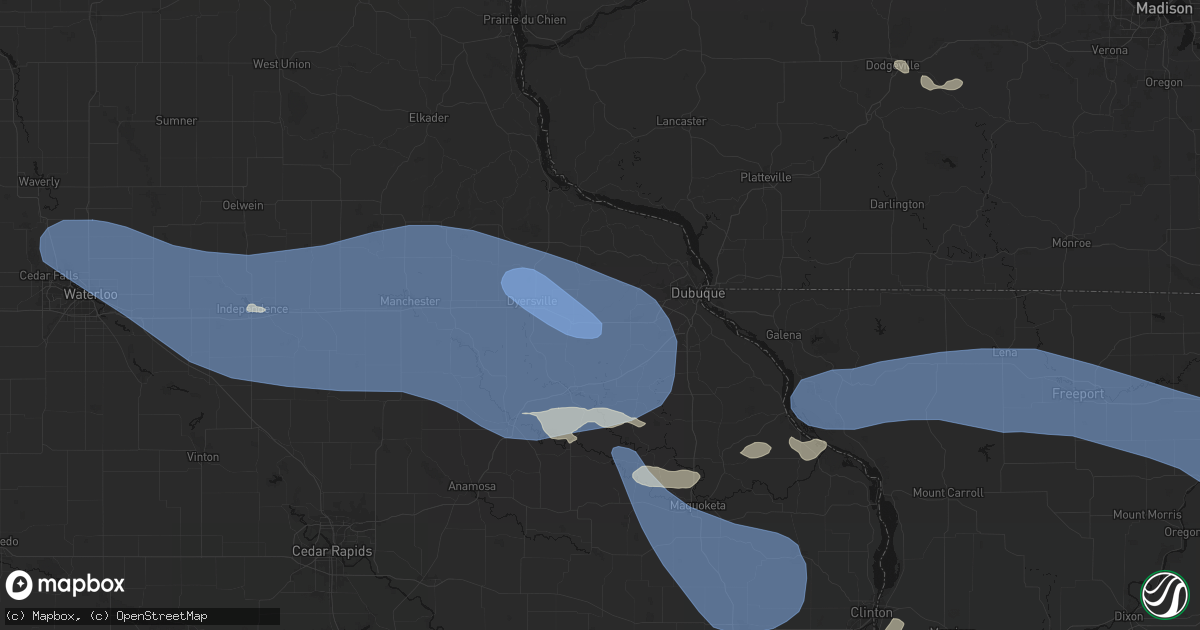 Hail map in Epworth, IA on August 11, 2026