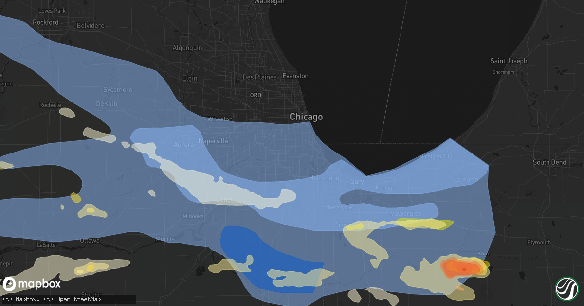 Hail map in Evergreen Park, IL on August 11, 2026