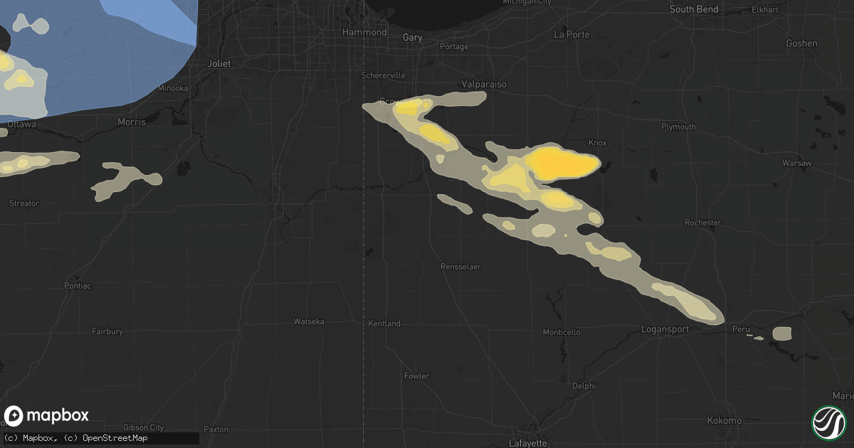 Hail map in Fair Oaks, IN on August 11, 2026
