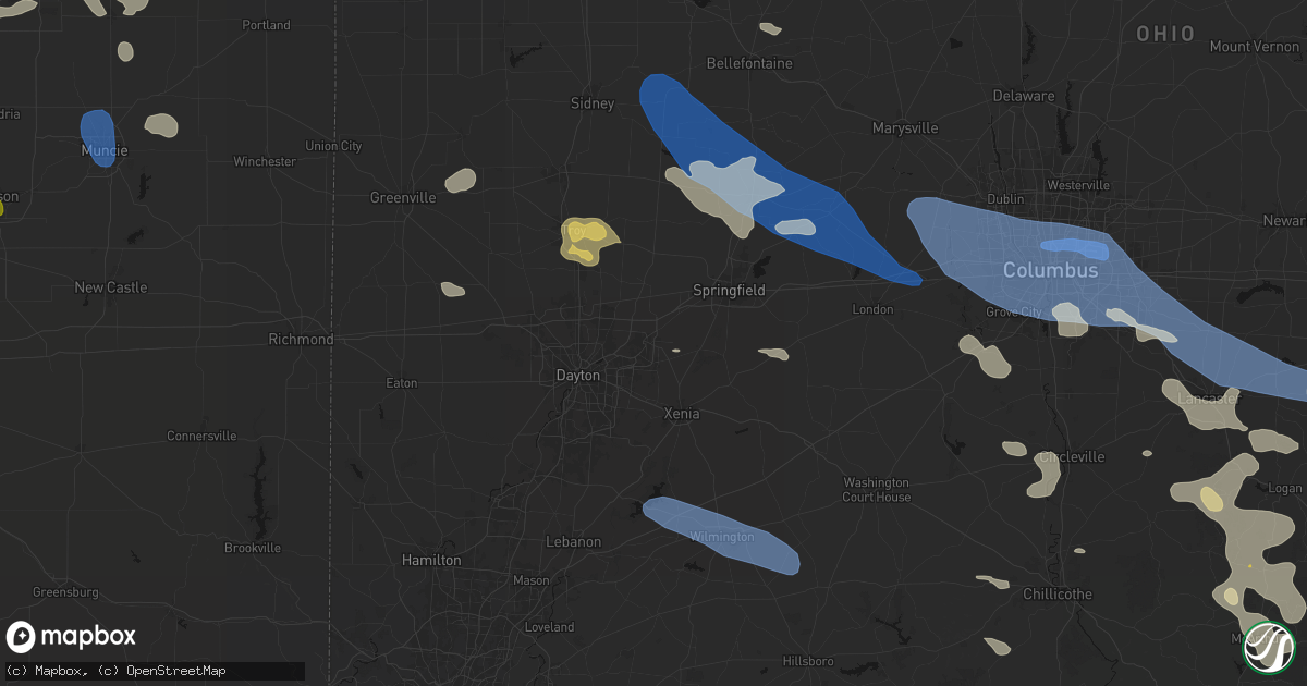 Hail map in Fairborn, OH on August 11, 2026