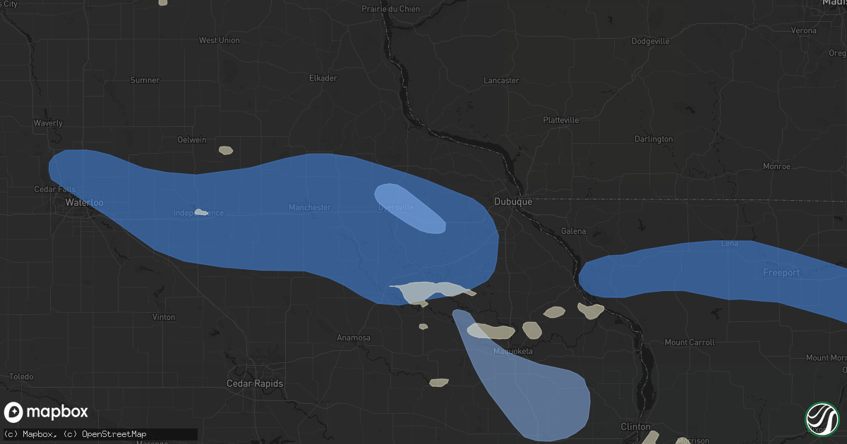 Hail map in Farley, IA on August 11, 2026