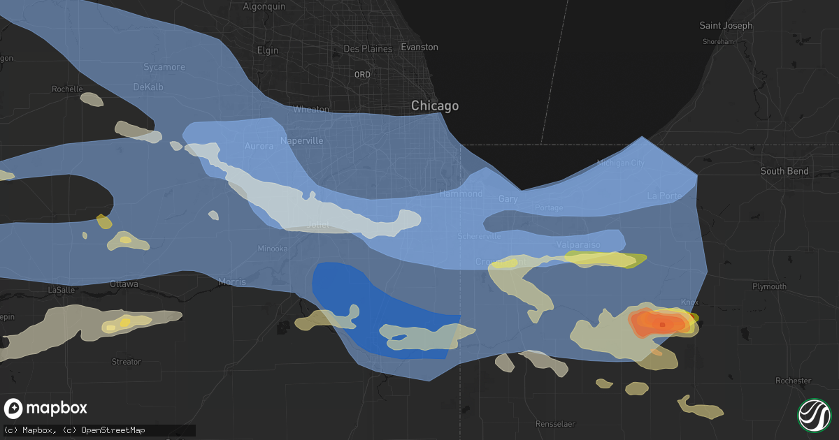 Hail map in Flossmoor, IL on August 11, 2026