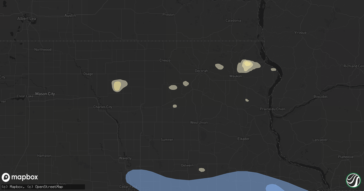 Hail map in Fort Atkinson, IA on August 11, 2026