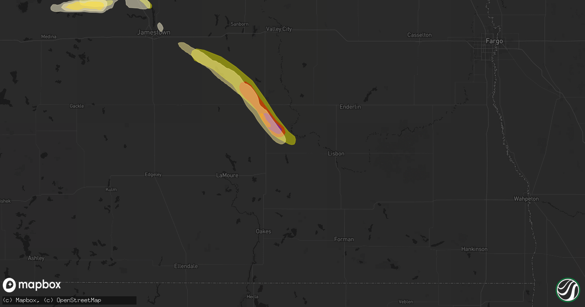 Hail map in Fort Ransom, ND on August 11, 2026