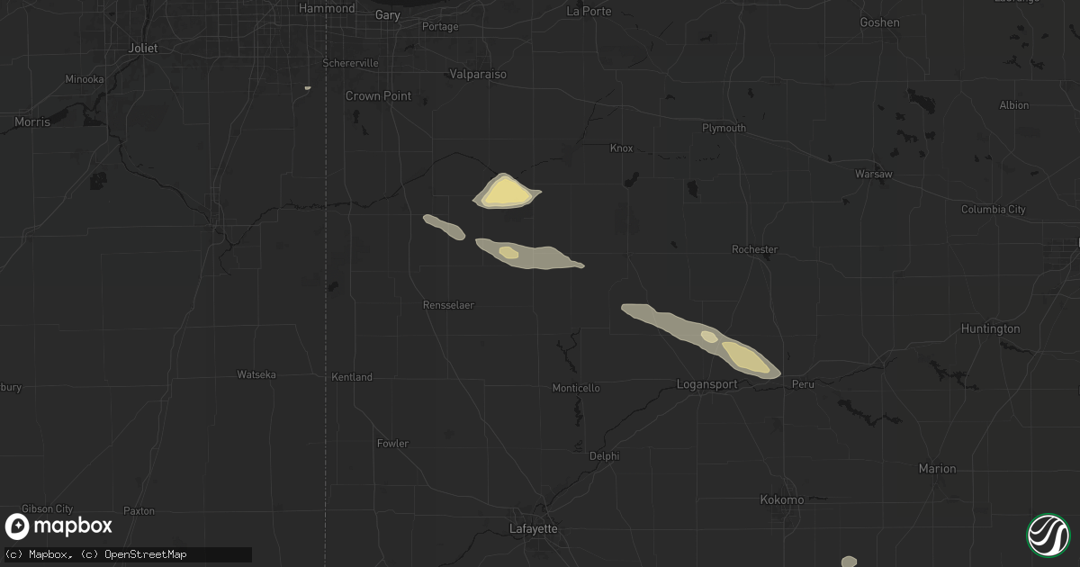 Hail map in Francesville, IN on August 11, 2026