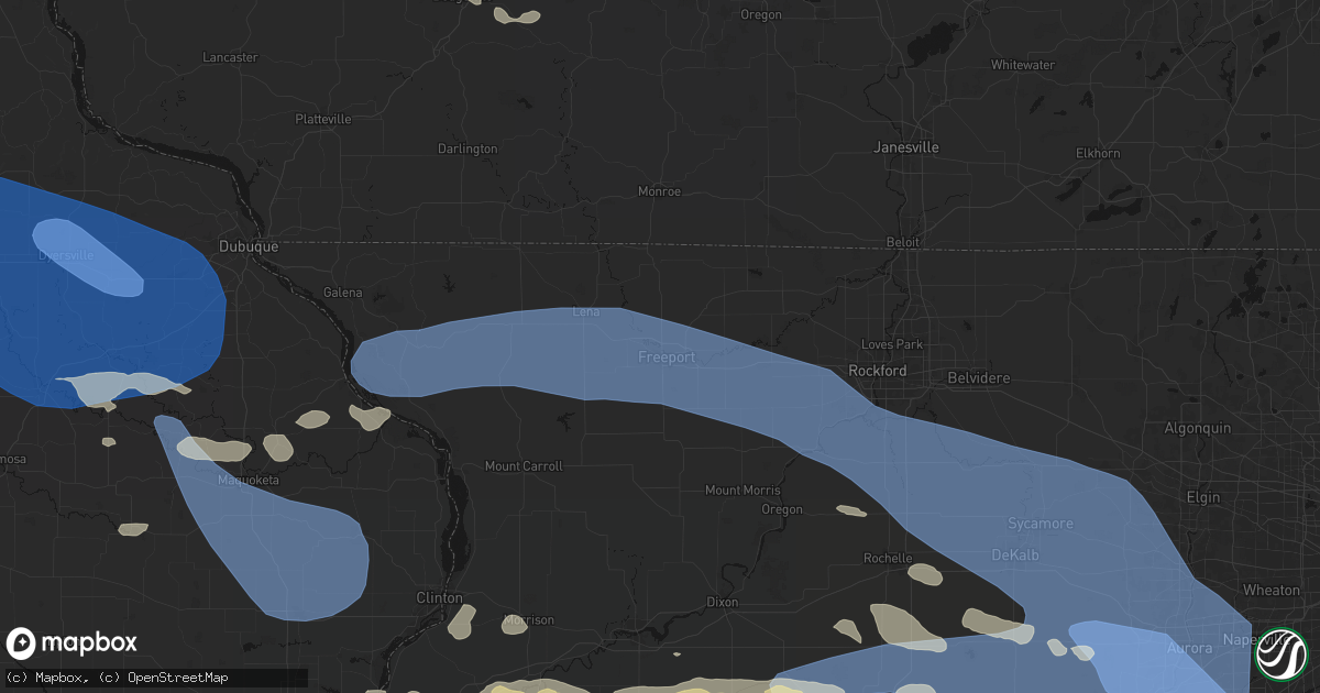Hail map in Freeport, IL on August 11, 2026
