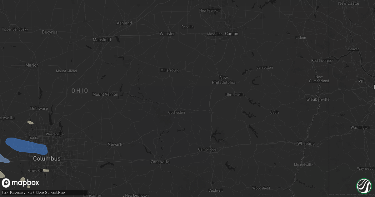 Hail map in Fresno, OH on August 11, 2026