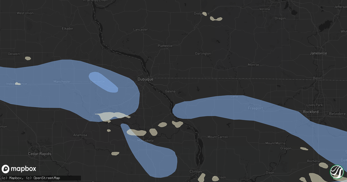 Hail map in Galena, IL on August 11, 2026
