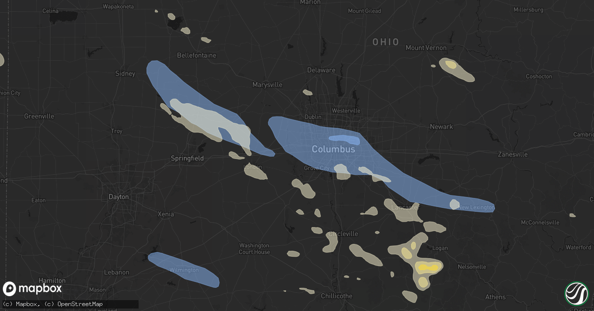 Hail map in Galloway, OH on August 11, 2026