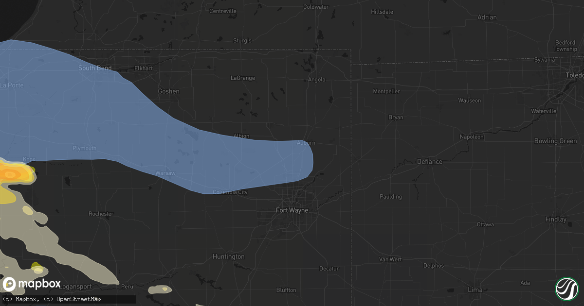 Hail map in Garrett, IN on August 11, 2026