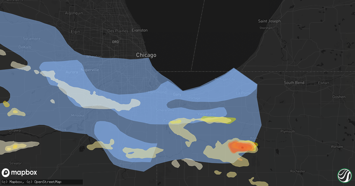 Hail map in Gary, IN on August 11, 2026