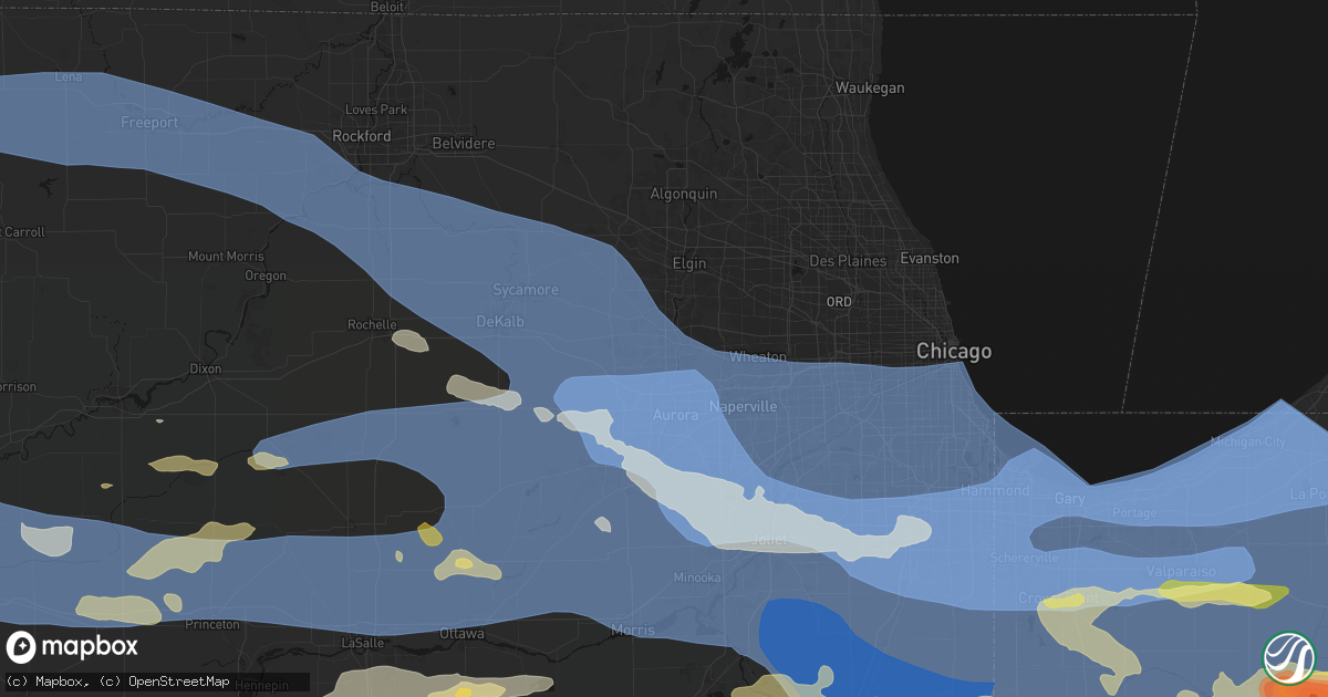 Hail map in Geneva, IL on August 11, 2026