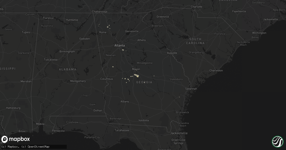 Hail map in Georgia on August 11, 2026
