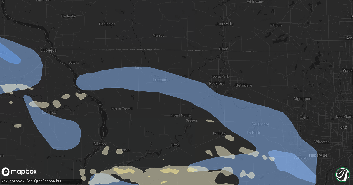 Hail map in German Valley, IL on August 11, 2026