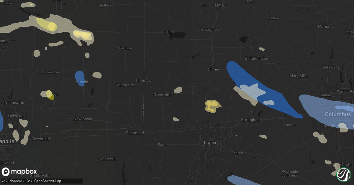 Hail map in Gettysburg, OH on August 11, 2026