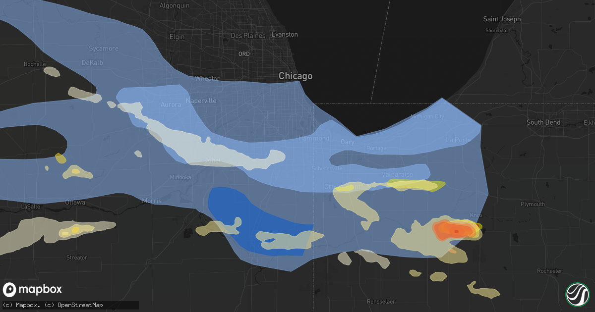 Hail map in Glenwood, IL on August 11, 2026