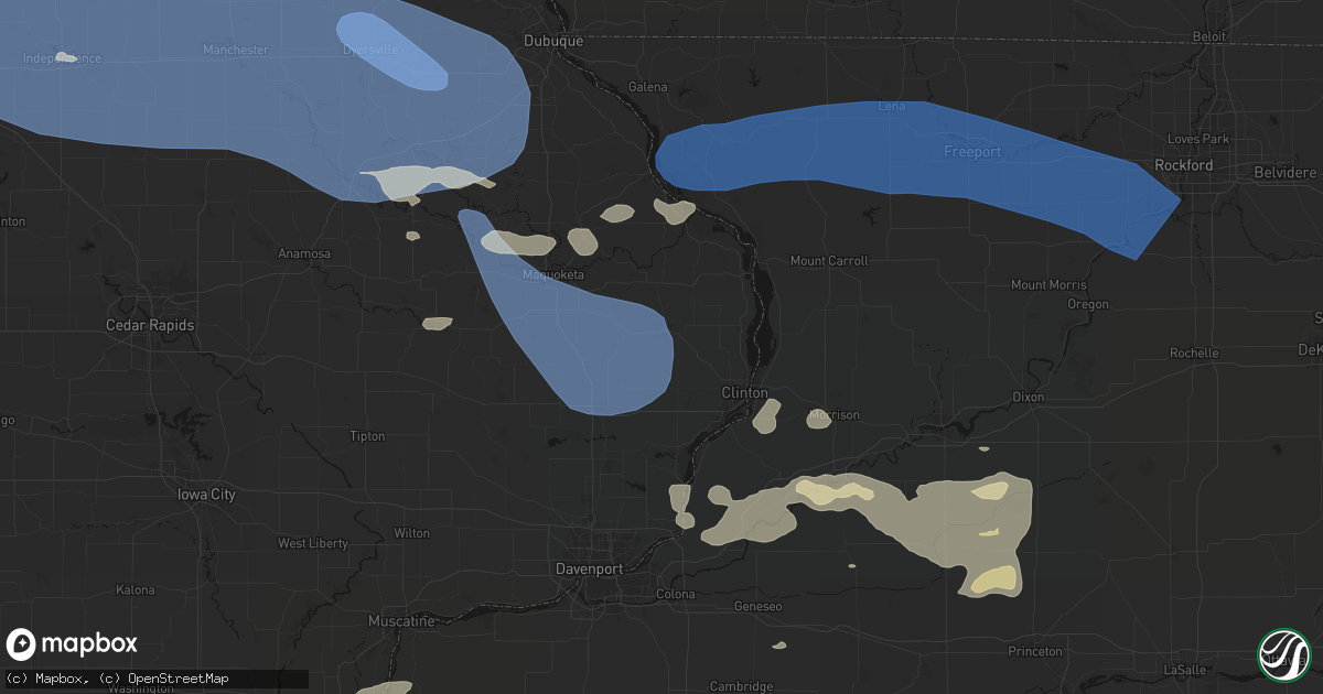 Hail map in Goose Lake, IA on August 11, 2026