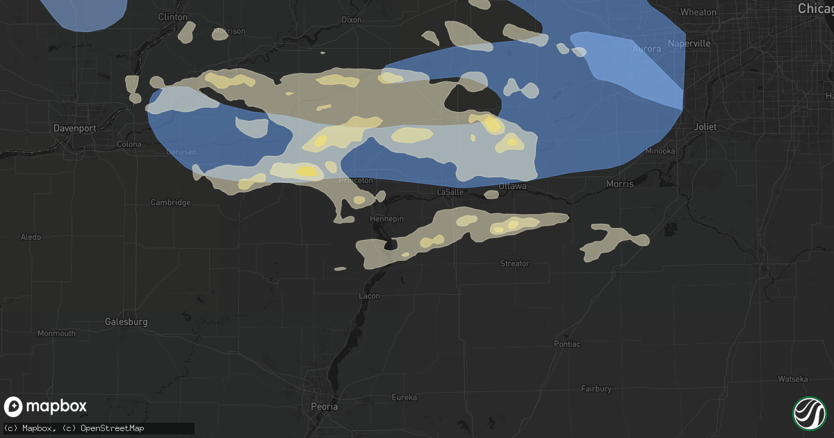 Hail map in Granville, IL on August 11, 2026