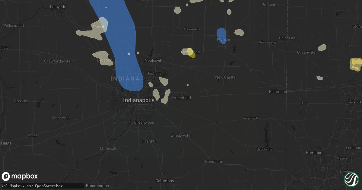 Hail map in Greenfield, IN on August 11, 2026