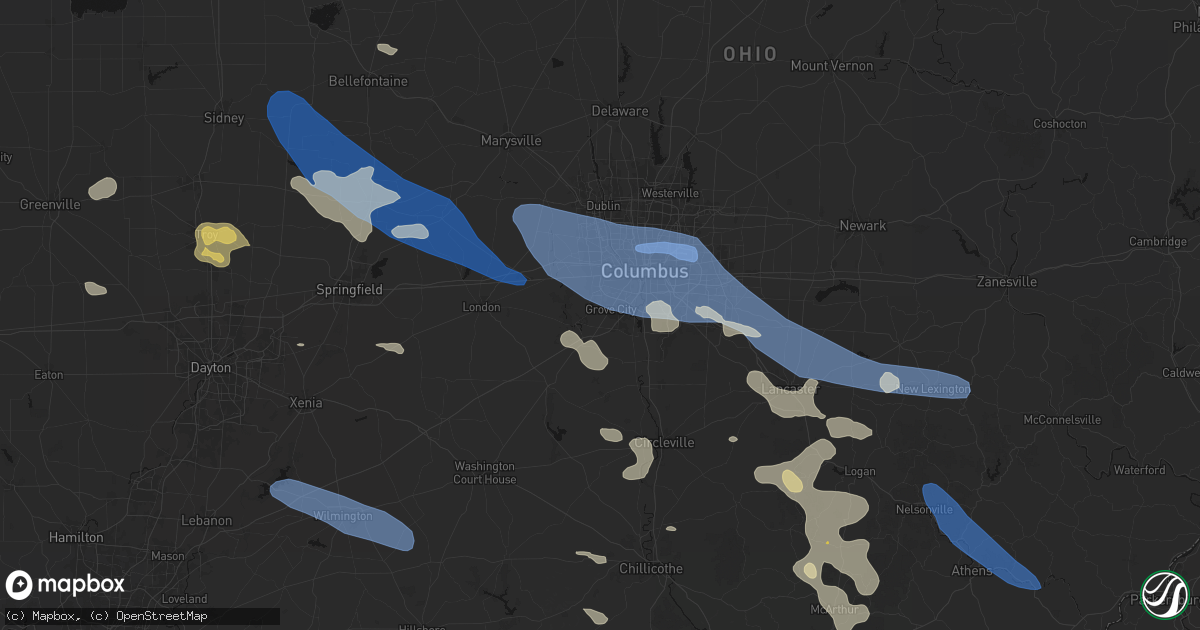 Hail map in Grove City, OH on August 11, 2026