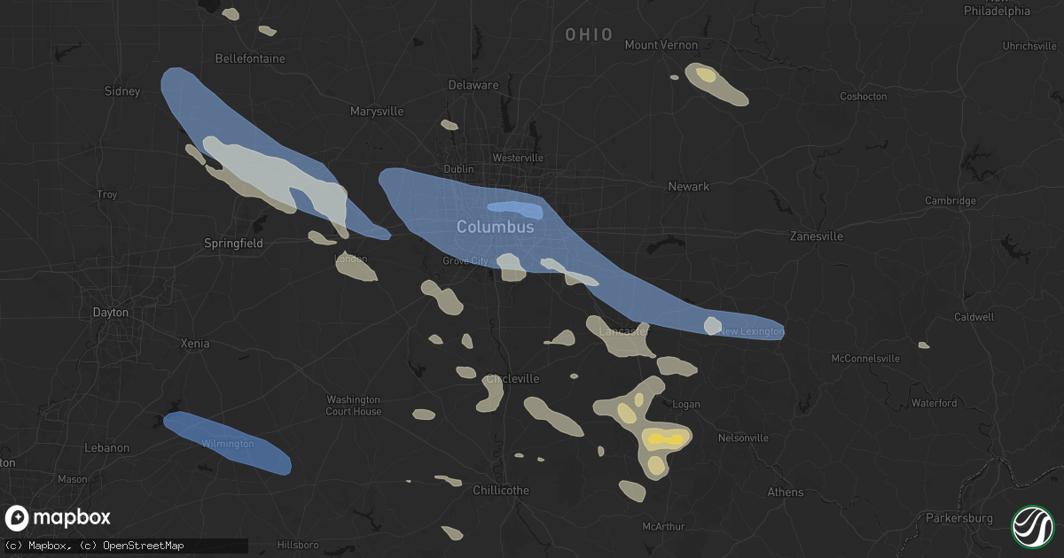 Hail map in Groveport, OH on August 11, 2026