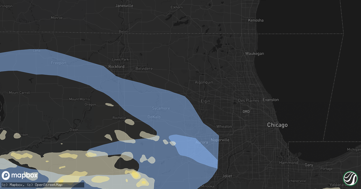 Hail map in Hampshire, IL on August 11, 2026