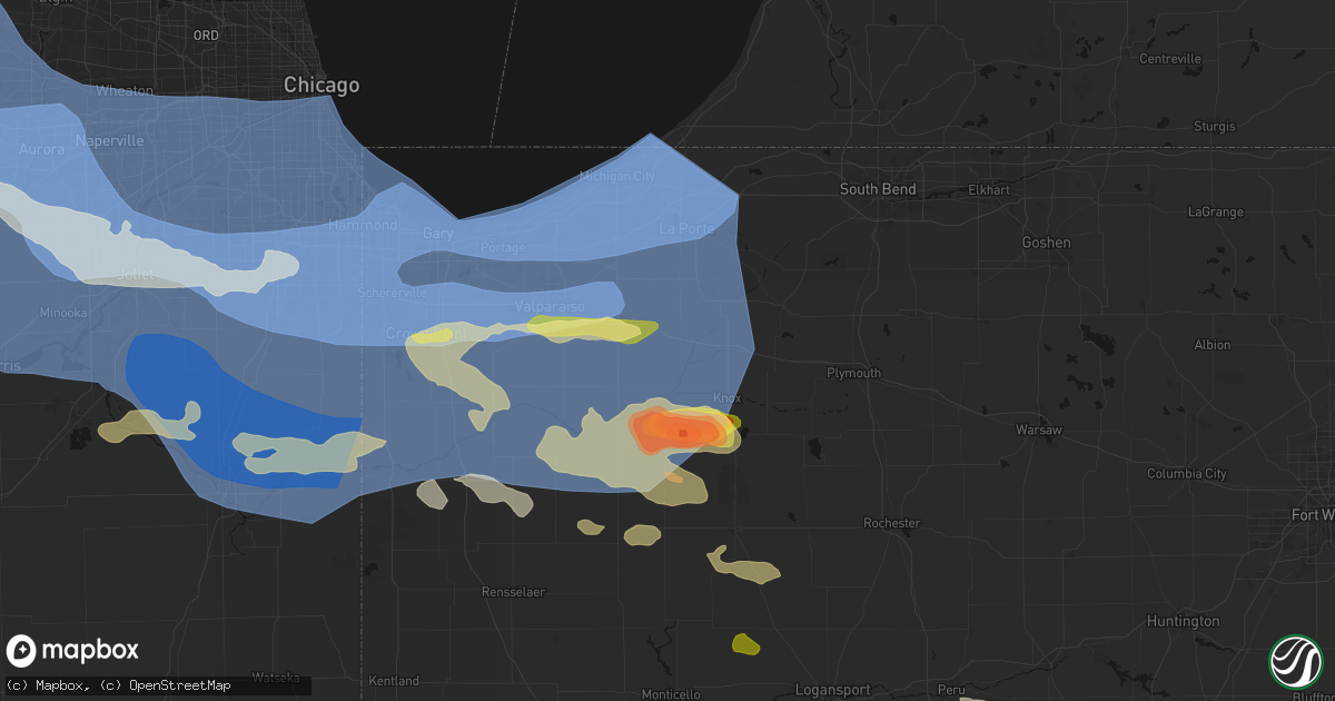 Hail map in Hanna, IN on August 11, 2026