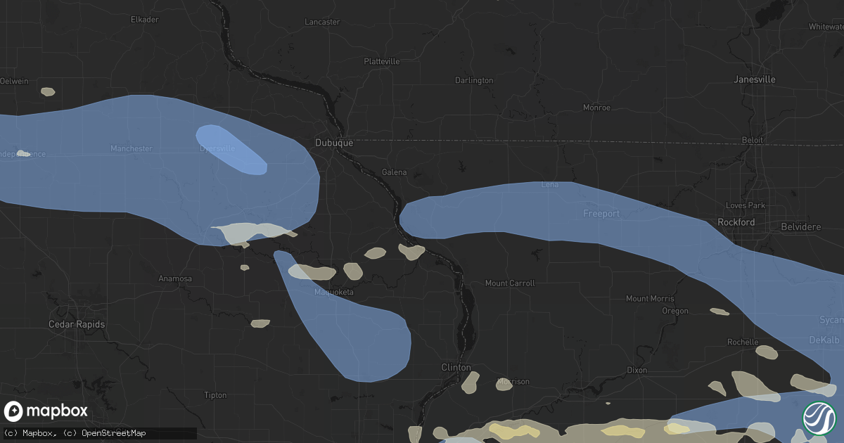 Hail map in Hanover, IL on August 11, 2026