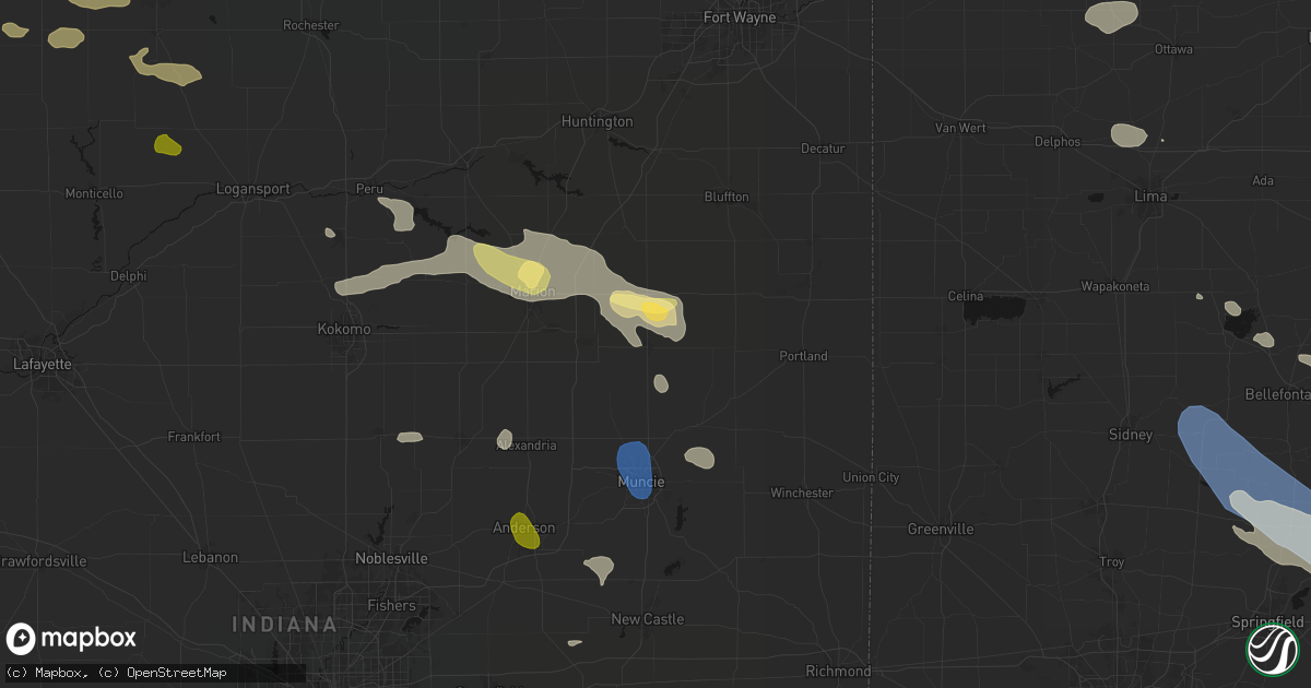 Hail map in Hartford City, IN on August 11, 2026