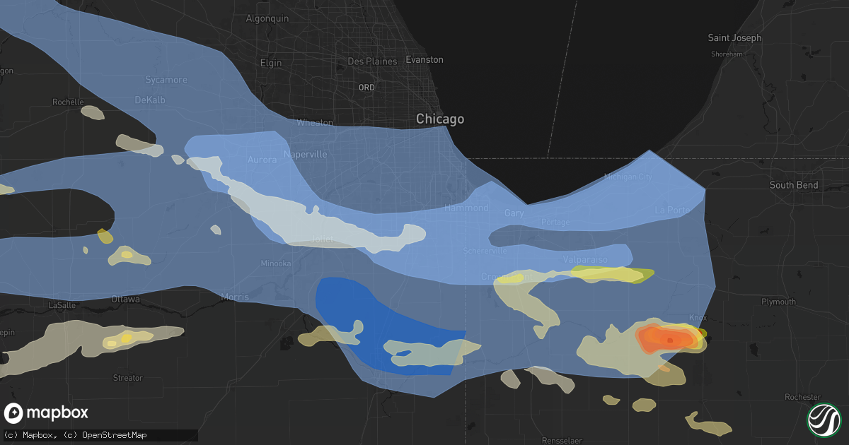 Hail map in Hazel Crest, IL on August 11, 2026