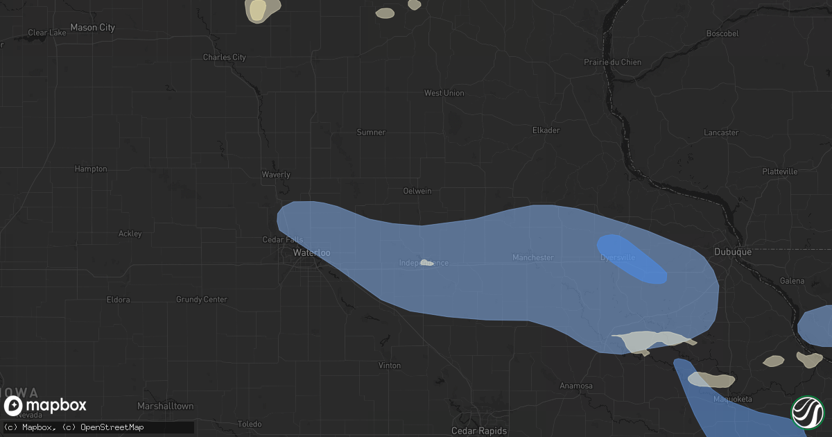 Hail map in Hazleton, IA on August 11, 2026