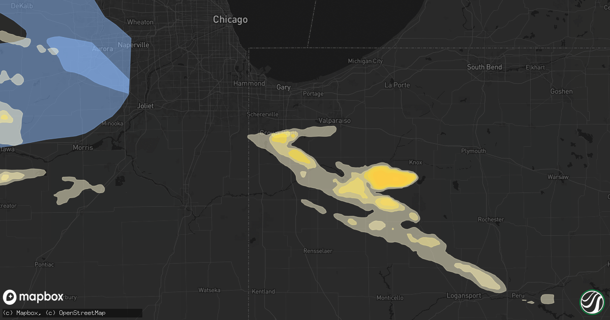 Hail map in Hebron, IN on August 11, 2026