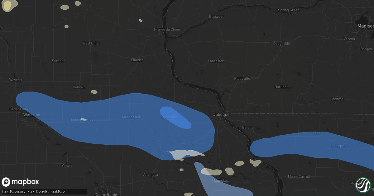 Hail map in Holy Cross, IA on August 11, 2026