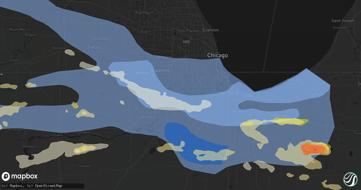 Hail map in Homer Glen, IL on August 11, 2026