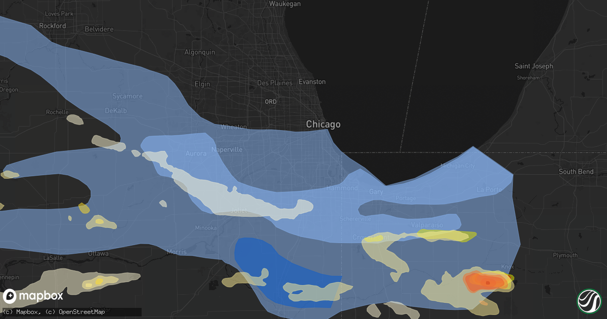 Hail map in Hometown, IL on August 11, 2026