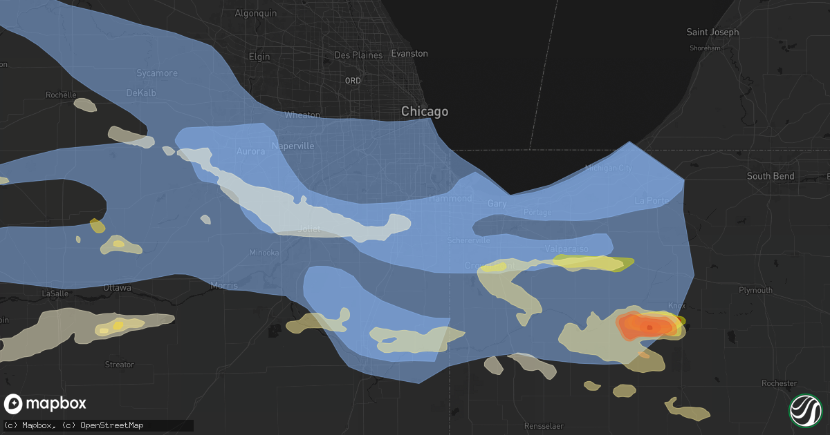 Hail map in Homewood, IL on August 11, 2026