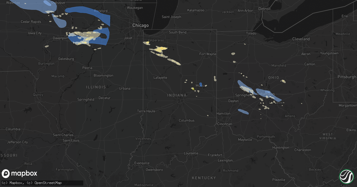 Hail map in Indiana on August 11, 2026