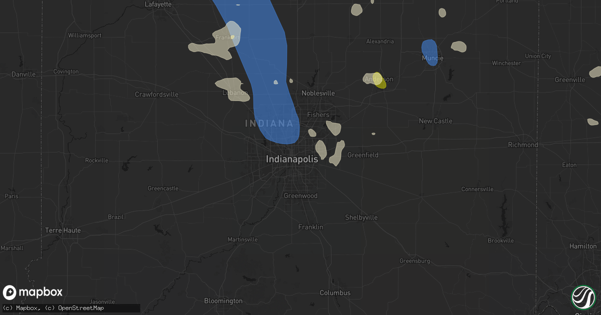 Hail map in Indianapolis, IN on August 11, 2026