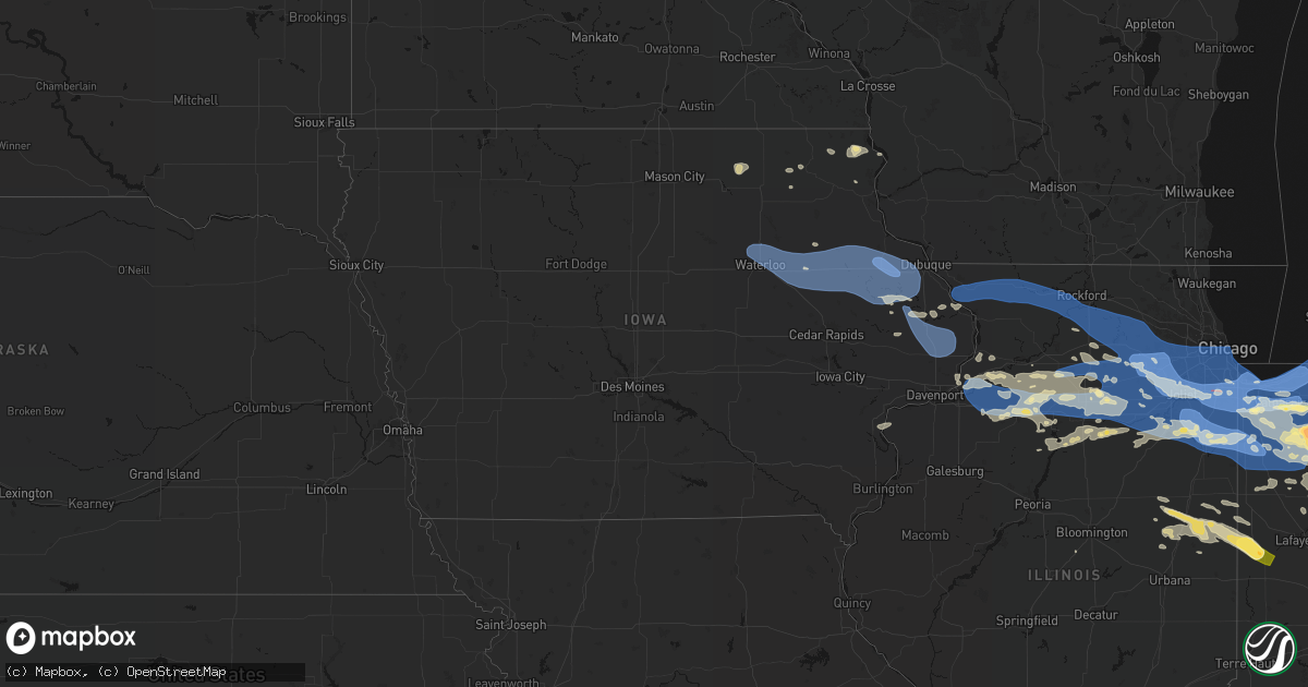 Hail map in Iowa on August 11, 2026